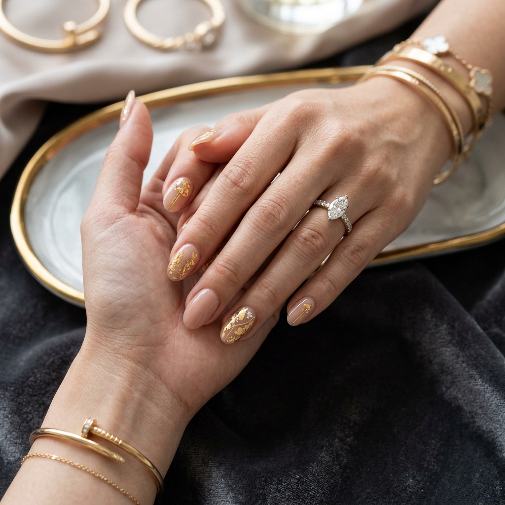 Sleek gold nail art design